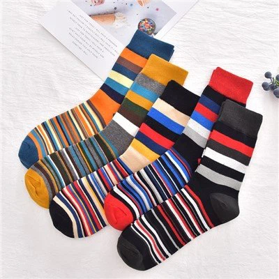 Men's Striped Cotton Crew Socks